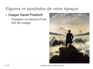 Figures et symboles de cette époque 
 Caspar David Friedrich 
 Voyageur au-dessus d’une 
mer de nuages 
40 Cultures de la communication 
 