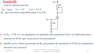 15/06/2023
Module : Analyse de circuits Electronique de
Puissance, Formateur: Hicham OUMNIH
10
Exercice 02:
 