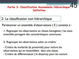Partie 3: Classification Ascendante Hiérarchique:
Définition
45
 