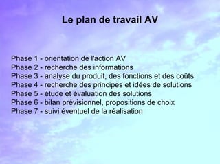La conduite du projet AV
L’AV, une méthode de conduite de projet
• une durée et un phasage de l'action bien définis
• un t...