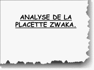 ANALYSE DE LA
PLACETTE ZWAKA.
 