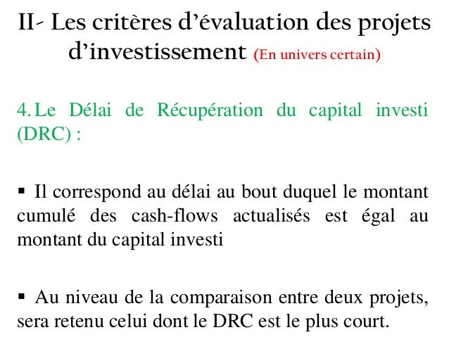 Analyse de projets d investissement bouyoussef