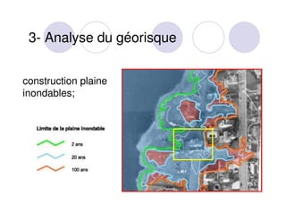 3- Analyse du géorisque
construction plaine
inondables;

 