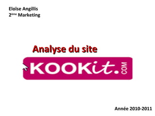 Analyse du site  Eloïse Angillis 2 ème  Marketing Année 2010-2011 