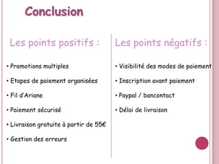 ConclusionLes points positifs :Les points négatifs :Promotions multiples