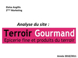 Eloïse Angillis
2ème Marketing




          Analyse du site :




                              Année 2010/2011
 