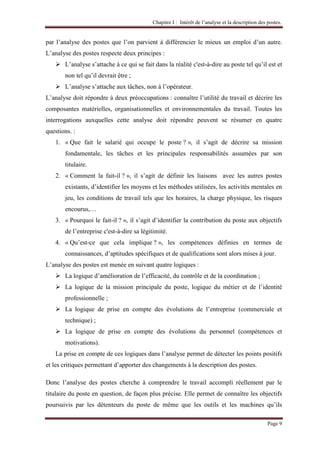 Chapitre I : Intérêt de l’analyse et la description des postes.
Page 18
Figure n° 01 : intégration de la description de po...