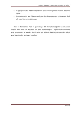Chapitre II : Processus d’analyse et description des postes.
Page 34
b- Identification des postes :
La deuxième étape va s...