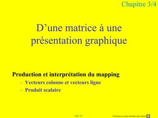 Chapitre 3/4D’une matrice à une présentation graphiqueProduction et interprétation du mapping Vecteurs colonne et vecteurs ligneProduit scalaire 