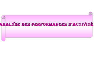 AnAlyse des performAnces d’Activité

 