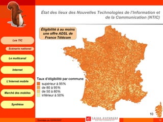 État des lieux des Nouvelles Technologies de l’Information et de la Communication (NTIC) Éligibilité à au moins une offre ADSL de France Télécom 