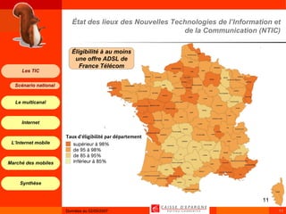 État des lieux des Nouvelles Technologies de l’Information et de la Communication (NTIC) Éligibilité à au moins une offre ADSL de France Télécom 
