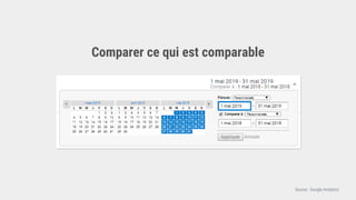Comparer ce qui est comparable
Source : Google Analytics
 