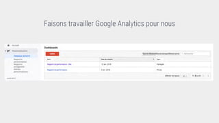 Faisons travailler Google Analytics pour nous
 