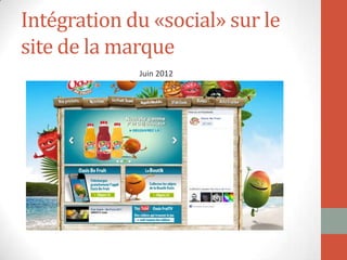 Intégration du «social» sur le
site de la marque
Juin 2012
 