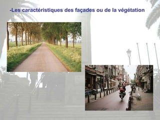 -Les caractéristiques des façades ou de la végétation
 