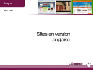 Analyse  Avril 2010 Sites en version anglaise 