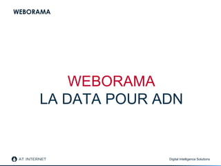 Digital Intelligence Solutions
WEBORAMA
WEBORAMA
LA DATA POUR ADN
 