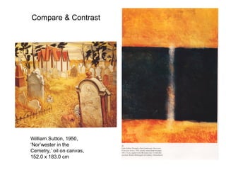 Compare & Contrast




William Sutton, 1950,
‘Nor’wester in the
Cemetry,’ oil on canvas,
152.0 x 183.0 cm
 