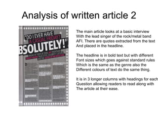 Analysing Magazine Articles | PPT