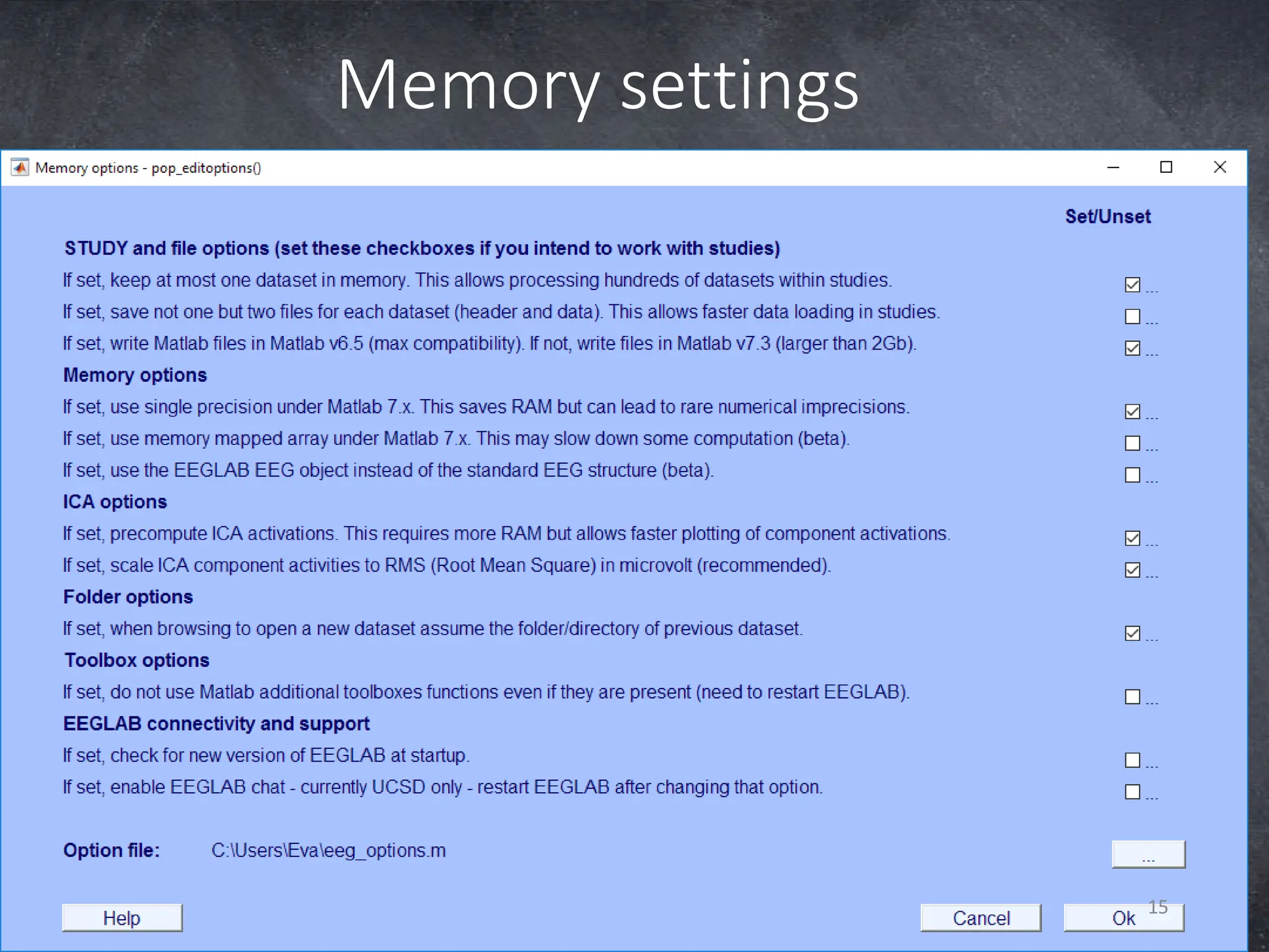 Memory settings
15
 
