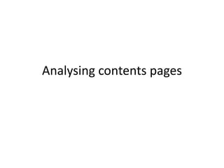 Analysing contents pages
 
