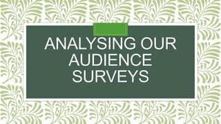 ANALYSING OUR
AUDIENCE
SURVEYS
 