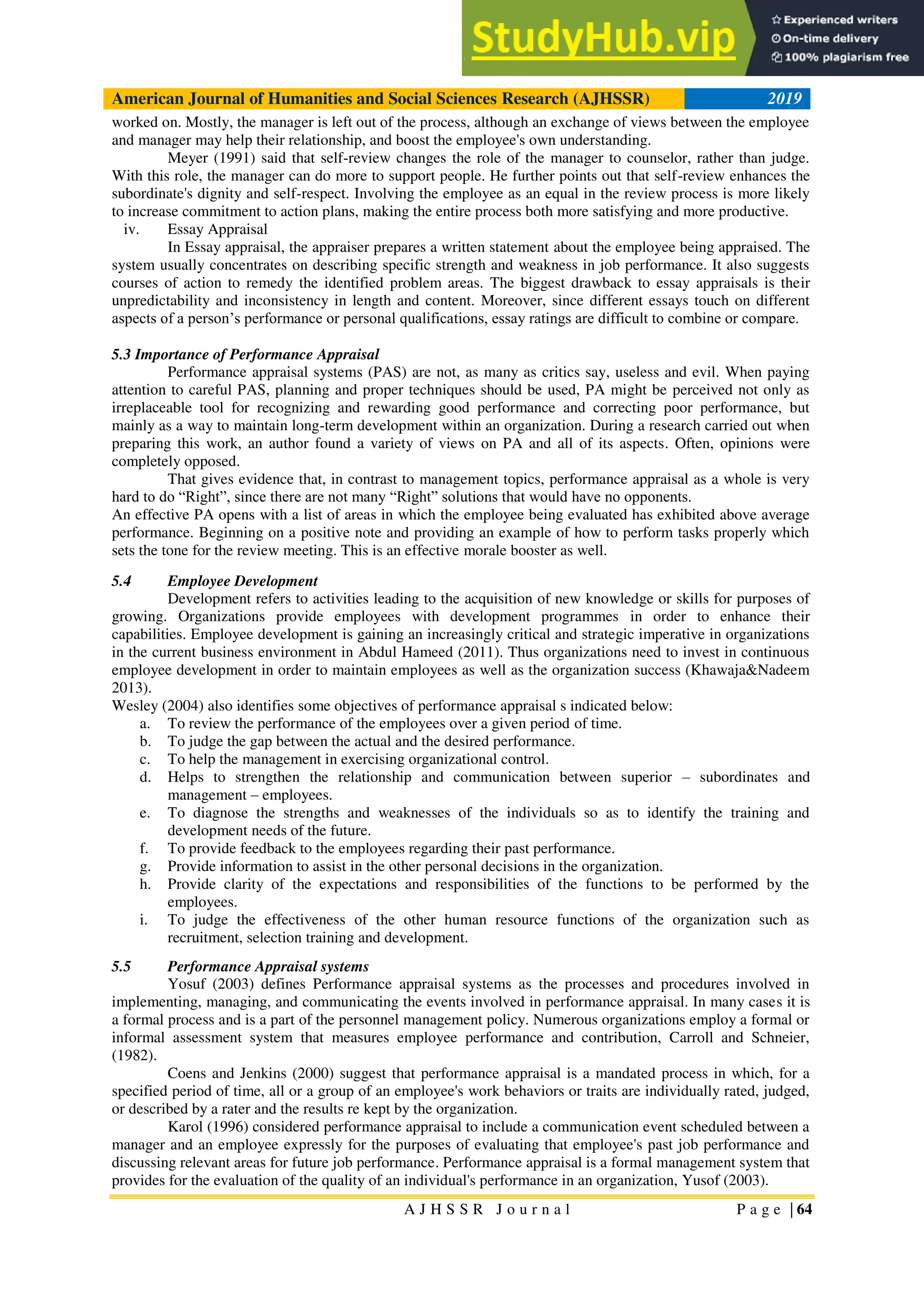 Analysing The Concept Of Performance Appraisal System On Employees ...