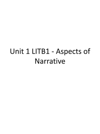 Unit 1 LITB1 - Aspects of
Narrative

 
