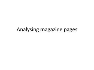 Analysing magazine pages
 