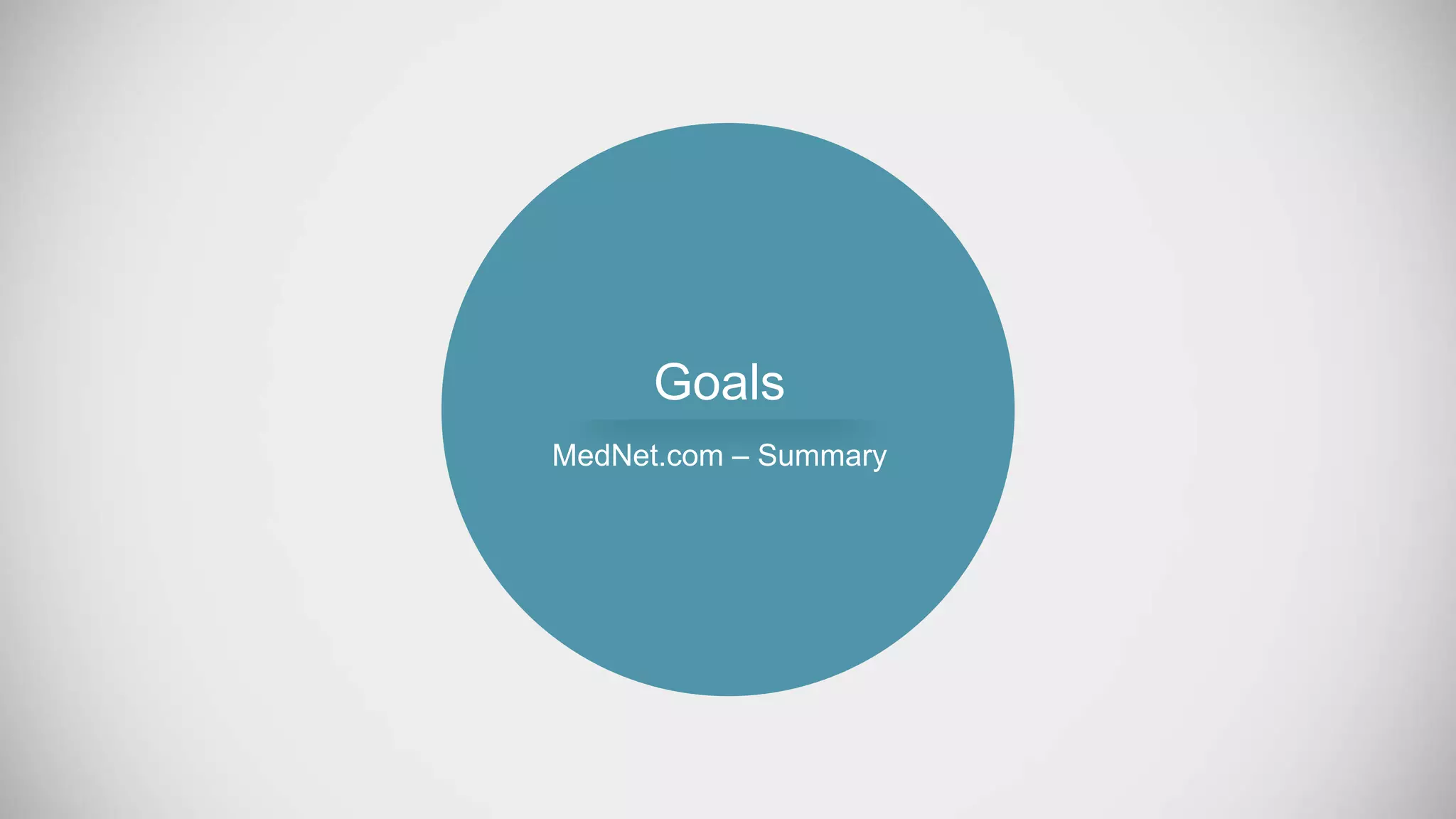 Goals
MedNet.com – Summary
 