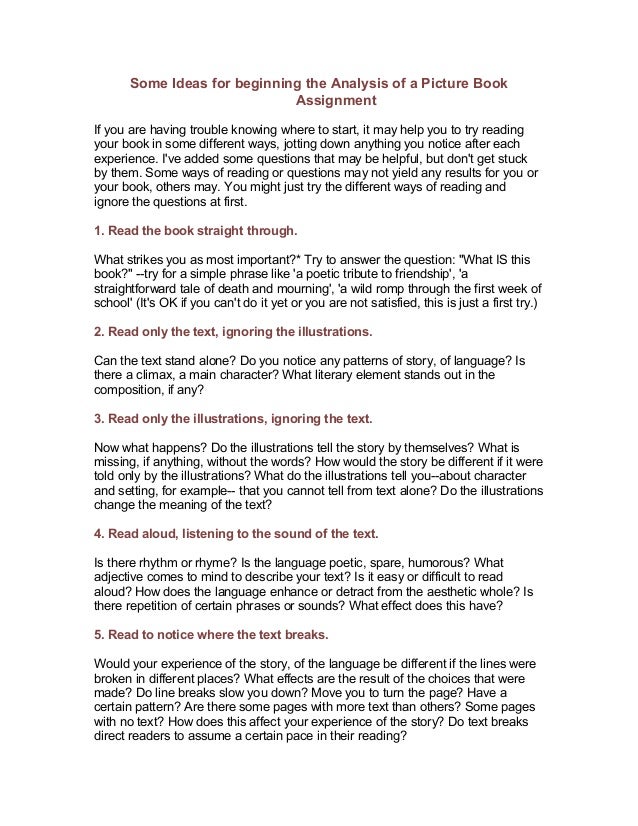 Analysis Of A Picture Book Assignment - 