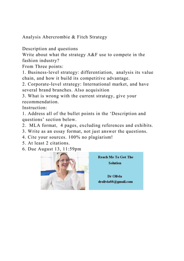 Analysis Abercrombie & Fitch StrategyDescription and questions.docx