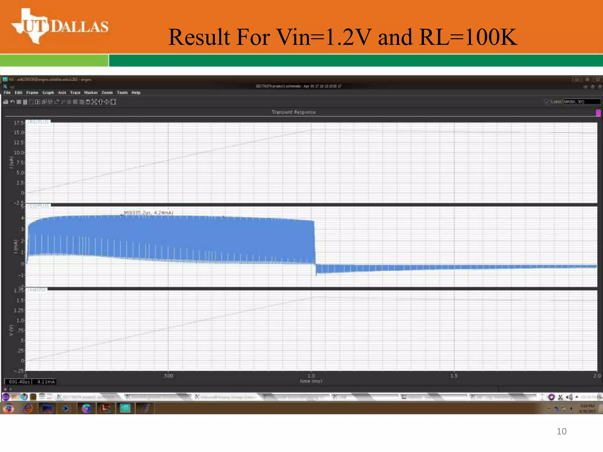 Result For Vin=1.2V and RL=100K
10
 