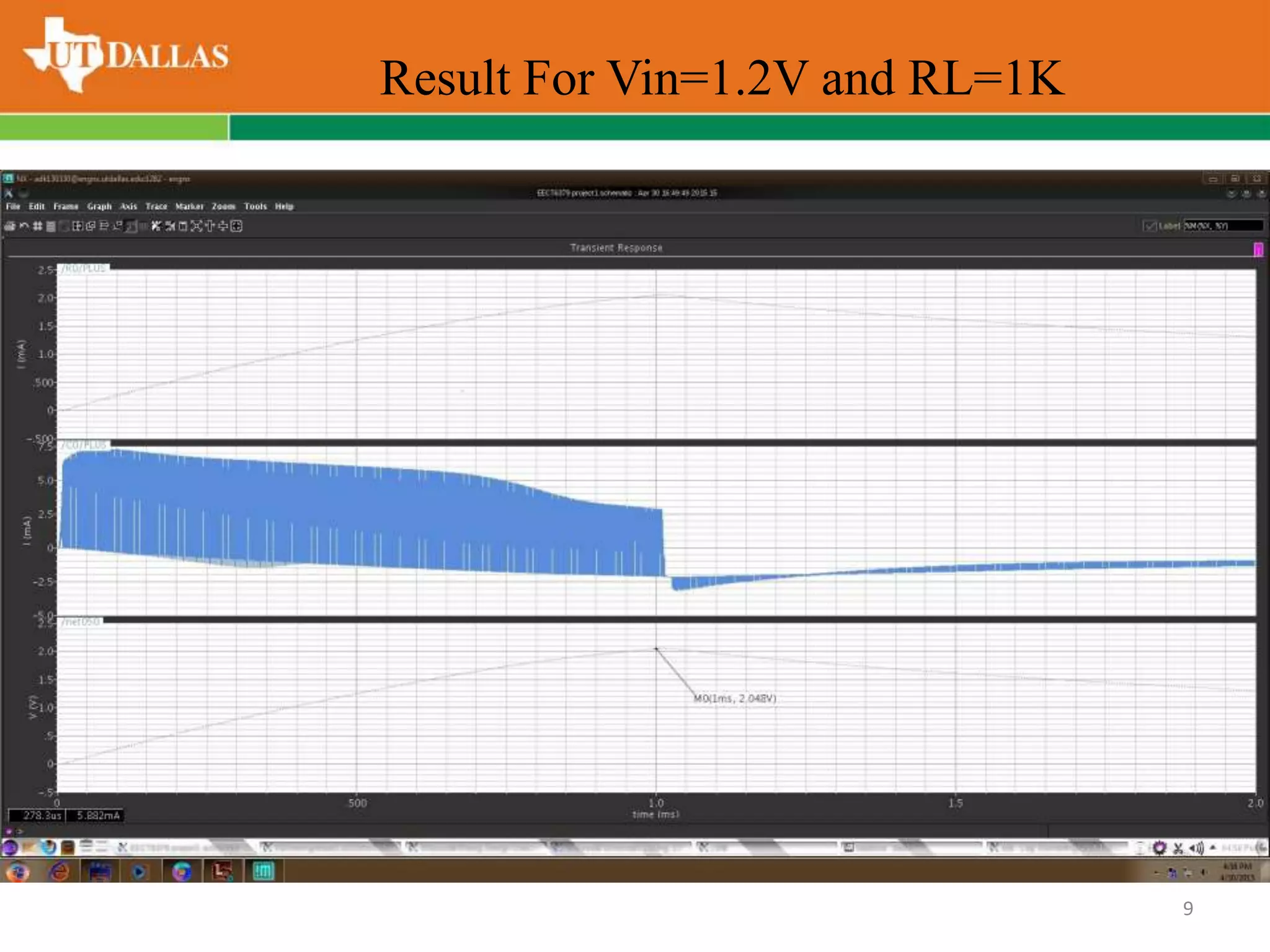 Result For Vin=1.2V and RL=1K
9
 