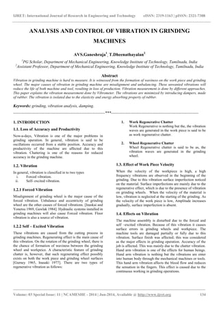 Analysis and control of vibration in grinding machines | PDF