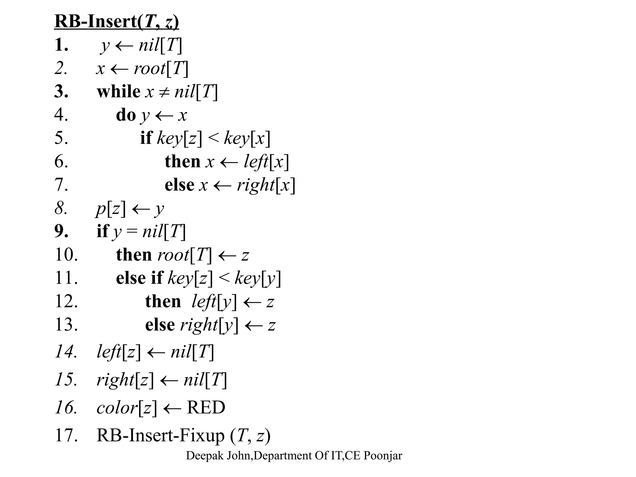 1111 147 y 2 158z 1 5 z Parent Color = black 4 z.Parent.Color = black z.Parent.Parent.Color = red Right-Rotate(T, z.Parent.Parent)Right Rotate(T, z.Parent.Parent) 