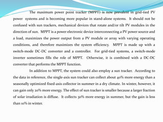 Analysis and design of grid connected photovoltaic systems | PPTX