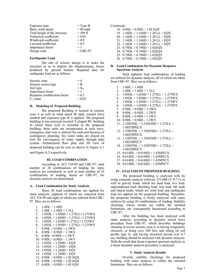 High Rise Code Analysis Sheet Example Analysis and design of high rise rc building under seismic load | PDF