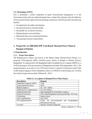 Analysis and Review of EIA of 2x (500 660) mw Coal Based Thermal Power ...