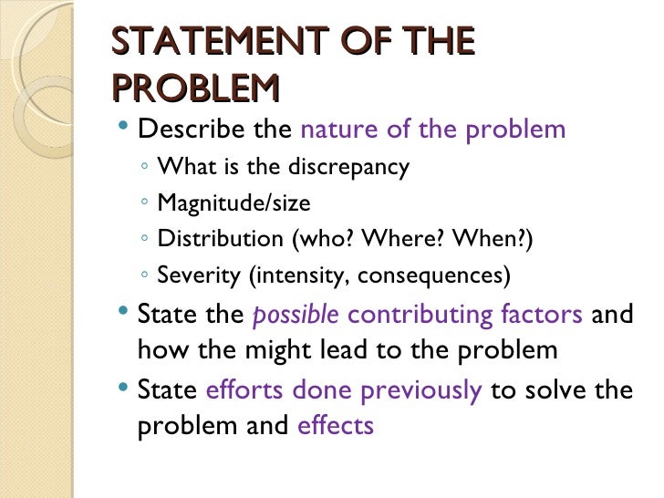 The Pain Of Statement Of The Problem