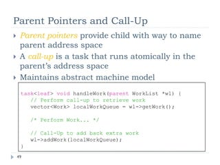 Optimization for Register Spilling
                 Try increasing the limit of registers per thread
                     Use a higher limit in maxrregcount, or lower thread count for
                     __launch_bounds__
                     Will likely decrease occupancy, potentially making gmem accesses less
                     efficient
                     However, may still be an overall win fewer total bytes being accessed in
                     gmem

                 Non-‐caching loads for gmem
                     potentially fewer contentions with spilled registers in L1

                 Increase L1 size to 48KB
                     default is 16KB L1 / 48KB smem

                                                                                                49
© NVIDIA 2010
 
