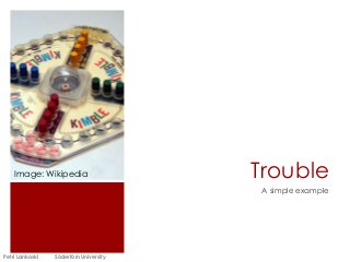 Trouble
A simple example
Petri Lankoski Södertörn University
Image: Wikipedia
 