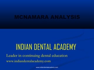 MCNAMARA ANALYSIS

INDIAN DENTAL ACADEMY
Leader in continuing dental education
www.indiandentalacademy.com
www.indiandentalacademy.com

 