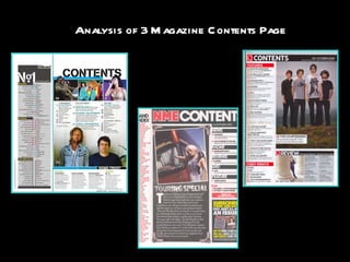 Analysis of 3 Magazine Contents Page 