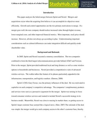Photo inspiration: Analysis Of A Failed Merger Sprint Nextel Case Pdf Photo Inspiration