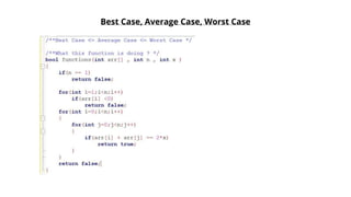 Best Case, Average Case, Worst Case
 
