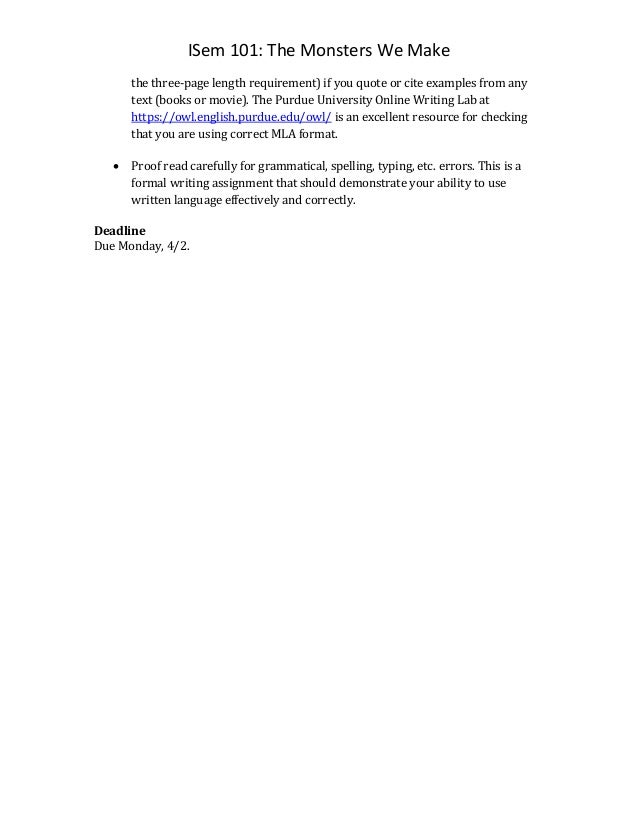monster essay