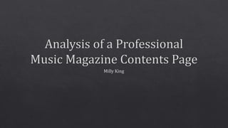 Analysis of a professional music magazine contents page