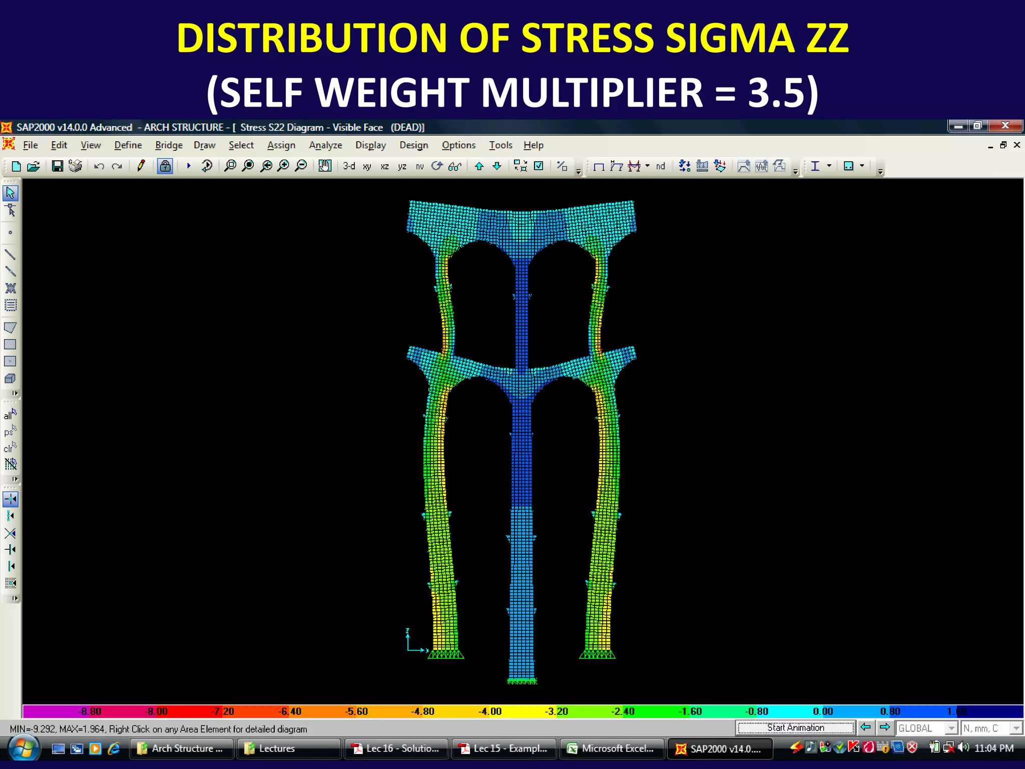 Distribution of stress sigma zz(Self weight multiplier = 3.5)